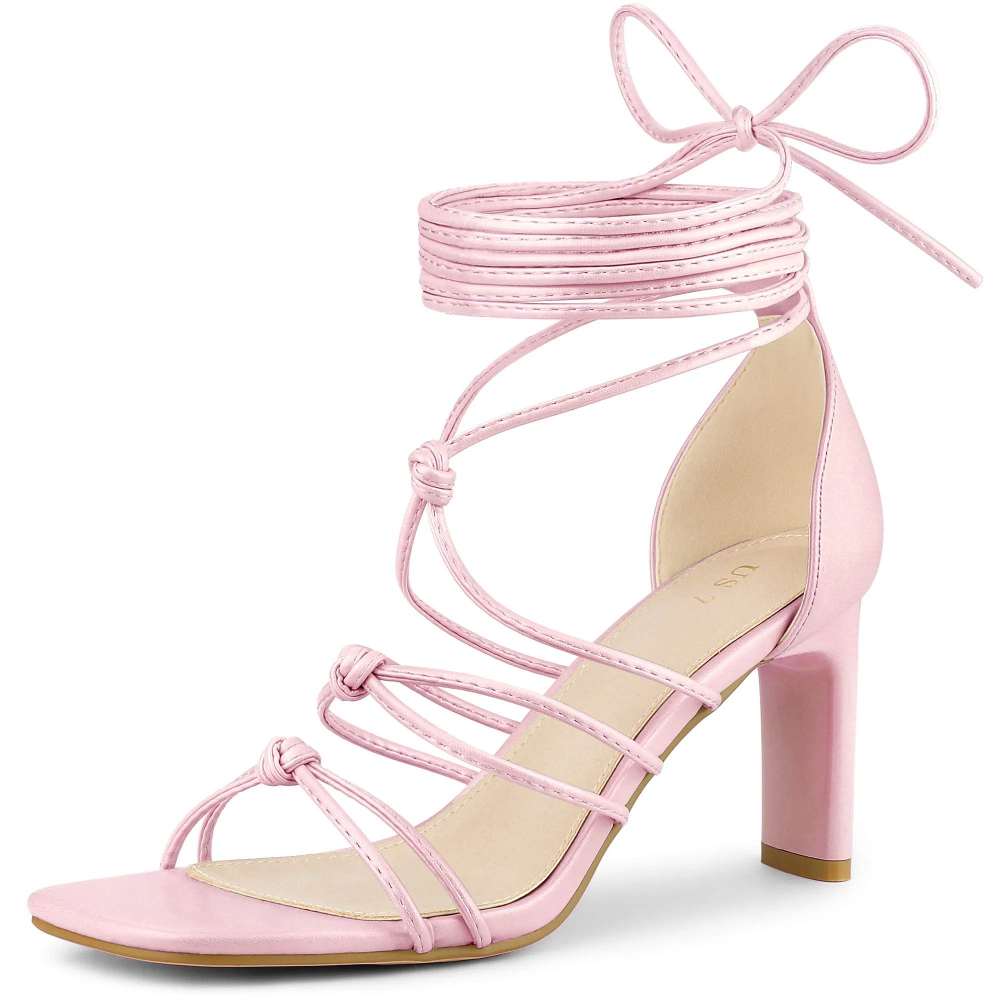 Women's Lace Up Strappy Chunky High Heels Sandals