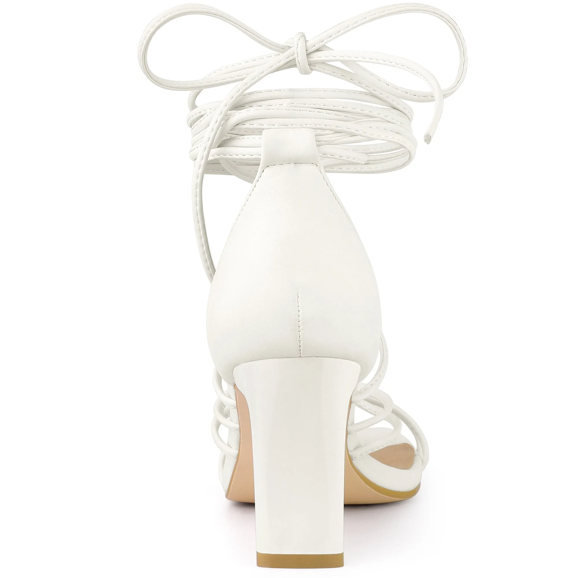 Women's Lace Up Strappy Chunky High Heels Sandals