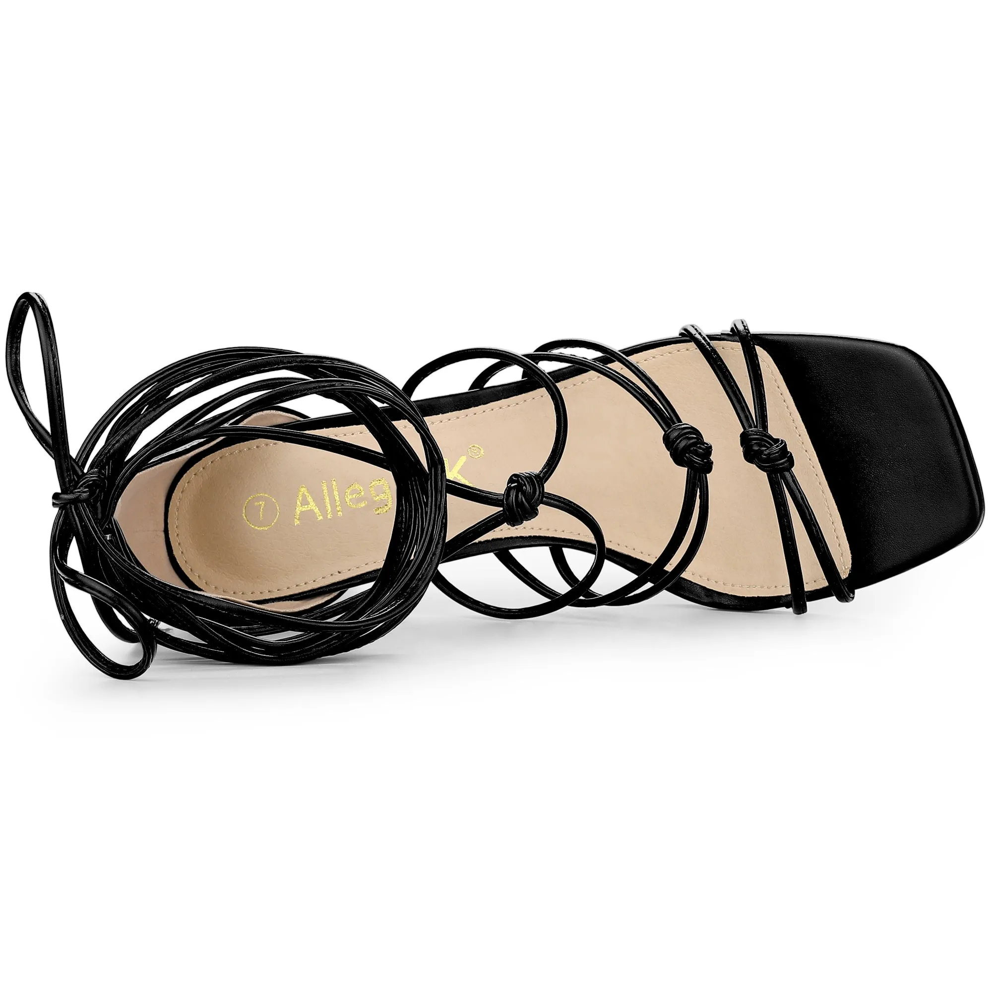 Women's Lace Up Strappy Chunky High Heels Sandals