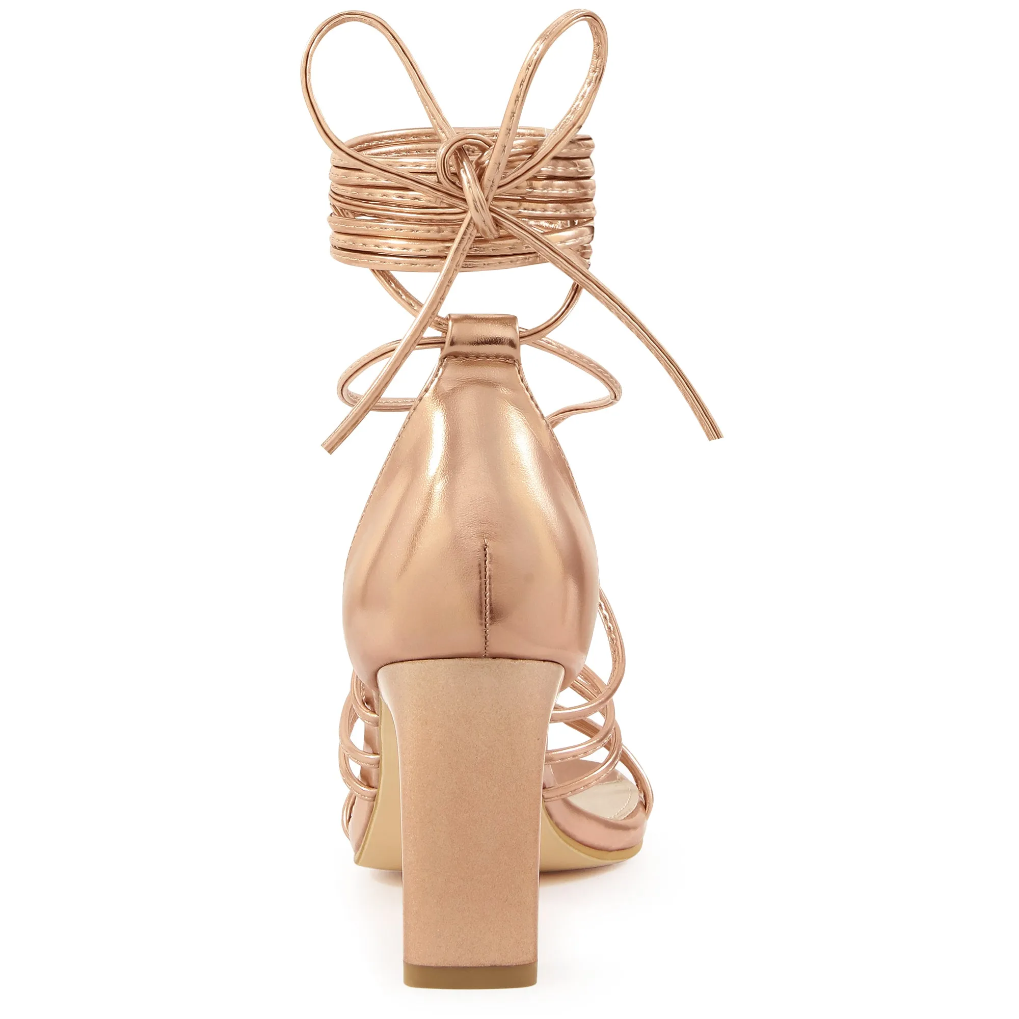 Women's Lace Up Strappy Chunky High Heels Sandals