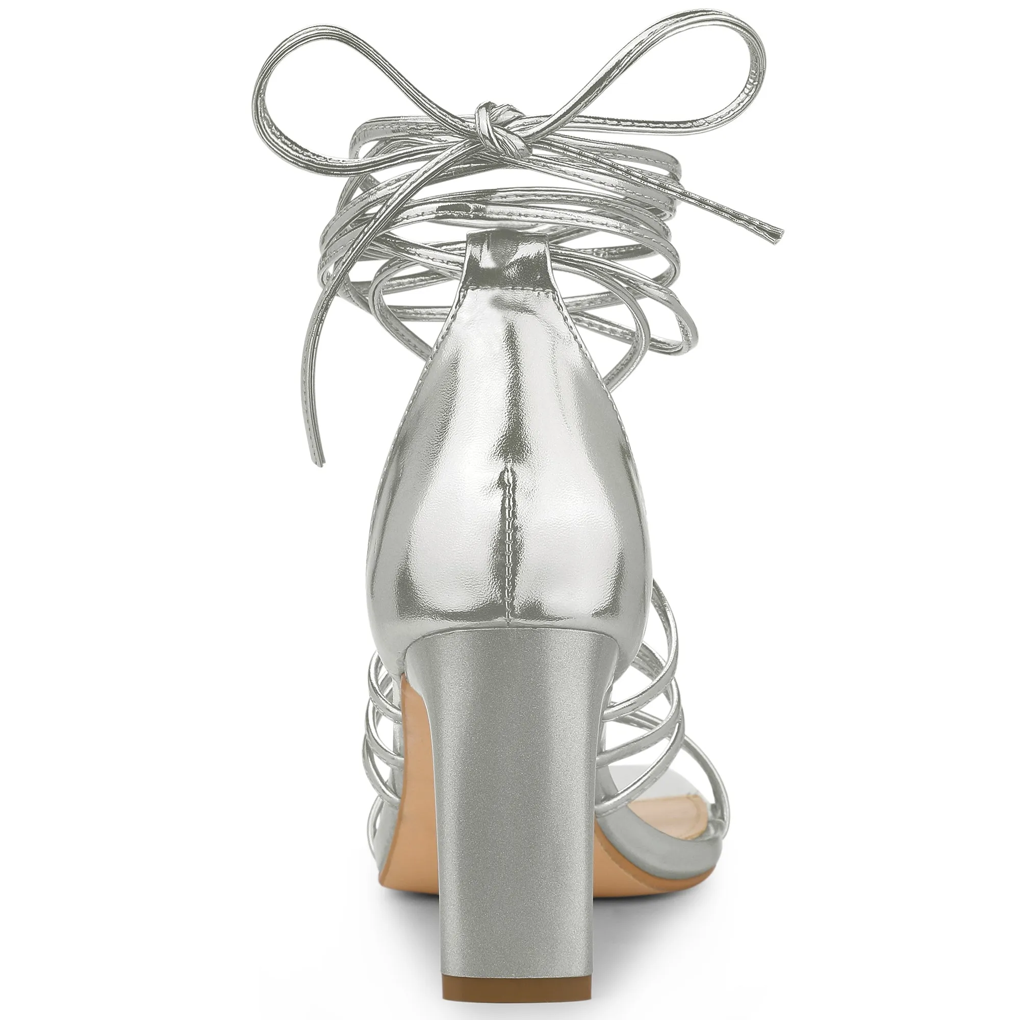 Women's Lace Up Strappy Chunky High Heels Sandals