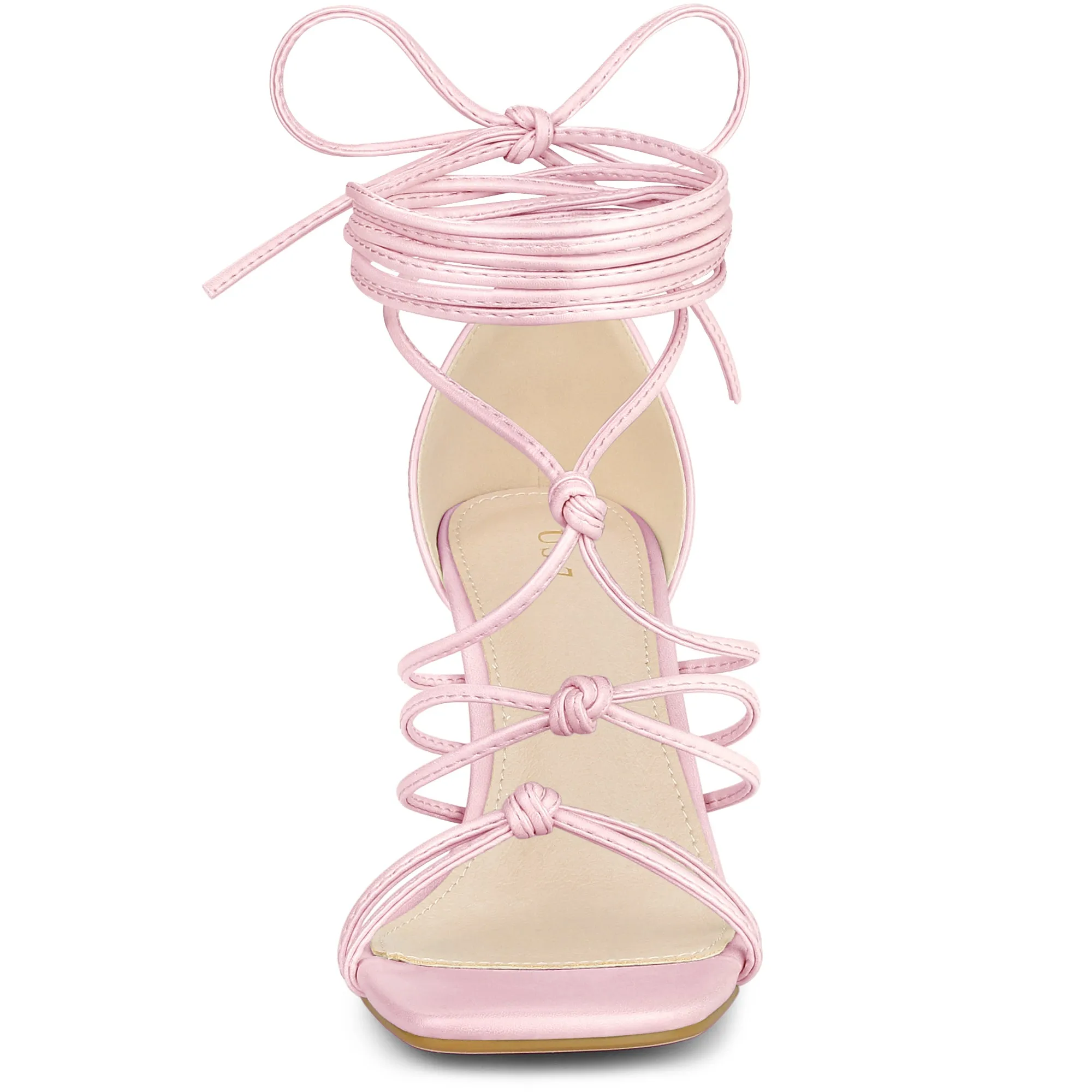 Women's Lace Up Strappy Chunky High Heels Sandals
