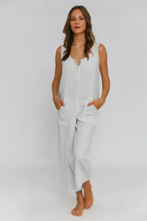 Women's linen jumpsuit mineral grey - Ema