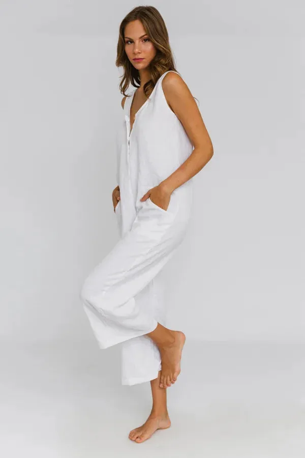 Women's linen jumpsuit mineral grey - Ema