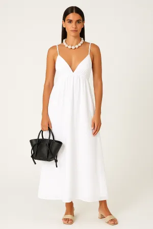 Womens Maxi Dress  V-Neck  Spaghetti Straps  Open Back  Lightweight Relaxed Fit